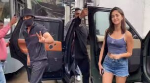 Watch: Ananya Panday and Ranbir Kapoor spotted arriving for advertisement shoot on sets videos go viral
