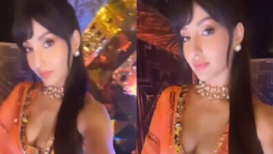 Watch: Nora Fatehi flaunts sensuous deep-neck blouse and shimmery lehenga, fans sweat seeing her curves