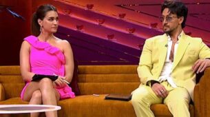 Watch: Tiger Shroff shares sneak peek from KWK, caught up all candid with Kriti Sanon