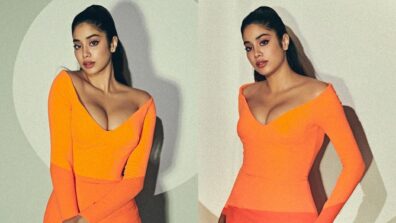 What A Babe: Janhvi Kapoor is quintessential curvaceous beauty in orange plunging neckline bodycon dress, we are in awe