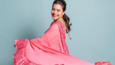 90s Queen Kajol Looks Magnificent In Manish Malhotra Designed Coral Pink Ruffled Saree