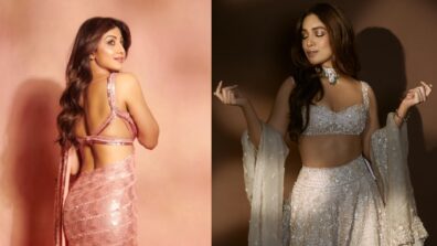 Bold Diwali Fashion: Bhumi Pednekar opts for plunging neckline shimmery blouse and lehenga, Shilpa Shetty rolls back clock in backless saree