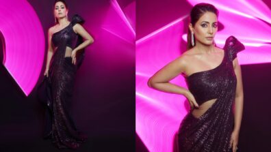 Hina Khan is tripling on glitters in purple one-shoulder couture