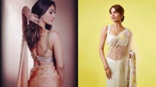 Uff Haye Garmi: Khushi and Vaani Kapoor flaunt sensuous midriff and shoulder in backless, see-through sarees, we are going bananas