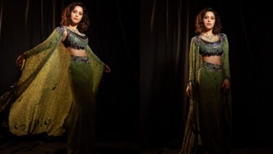 Nushrratt Bharuccha is all about ‘superwoman’ vibes in gorgeous green cape shimmery outfit, we are crushing