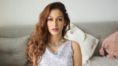 TMKOC damsel Sunayana Fozdar chills on couch, looks sizzling hot in white and black printed top and black trousers