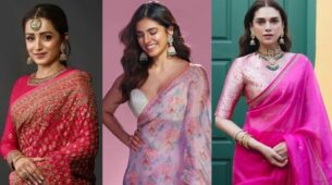 Aditi Rao Hydari, Malavika Mohanan, And Trisha Krishnan Looking Breathtaking Gorgeous In Pink Hue Saree