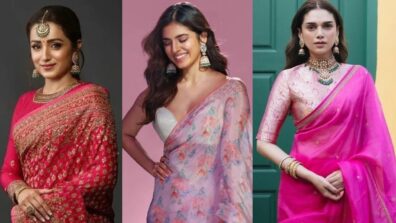 Aditi Rao Hydari, Malavika Mohanan, And Trisha Krishnan Looking Breathtaking Gorgeous In Pink Hue Saree