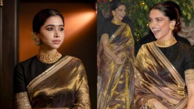 Fashion Battle: Aarti Ravi Or Deepika Padukone; Whose Did Style The Gold Tissue Saree With A Black Blouse Like A Pro Fashionista