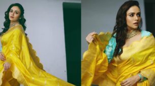 Amruta Khanvilkar’s Ethereal Yellow Saree Look Will Make You Fall In Love