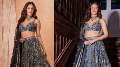 Amyra Dastur Giving Bridal Goals In Heavy Embellished Blue Lehenga