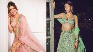 Ananya Panday and Kriti Sanon stun in deep-neck, plunging neckline see-through lehengas, we are crushing