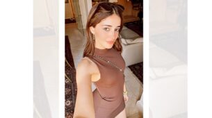 Ananya Panday’s Hot Chocolate Looks In Brown High Neck Body Hugging Mini Dress, See Pic
