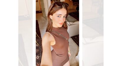 Ananya Panday’s Hot Chocolate Looks In Brown High Neck Body Hugging Mini Dress, See Pic