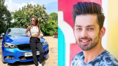 Anushka Sen poses in crop top in front of swanky blue BMW car, Himansh Kohli is lovestruck