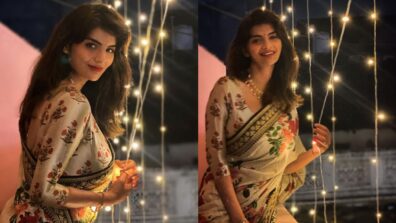 Anveshi Jain Looks Fascinating Dressed A In Silk Floral Pastel Saree, See Pics