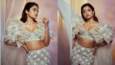 Rashmika Mandanna stabs internet with mystical ‘Mijwan’ look, looks droolworthy in silver shimmery bralette and fluffy shoulder wings