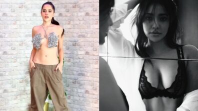 Ultimate Sensuality Challenge: Neha Sharma in black plunging neckline bralette Vs Urfi Javed in fluffy silver midriff-showing bralette, who’s your ultimate crush? (Vote Now)