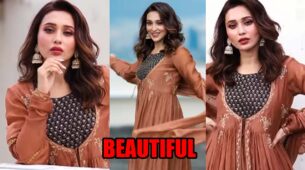 Bengali Actress Mimi Chakraborty Looks Beautiful In Brown Ethnic Suit