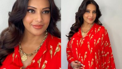 Bong Beauty Bipasha Basu keeps her ‘roshogolla’ glow intact in this ethnic red kurta set