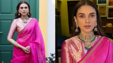 Check Out: Aditi Rao Hydari Steals The Glamour In A Rani-Pink Organza Silk Saree