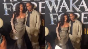 Check Out: Rihanna And A$AP Rocky Seen In Matching Outfits During Date Night At Black Panther: Wakanda Forever Premiere