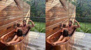 Chris Hemsworth Shows-off His Biceps While Bathing With His Kids, Take A Look