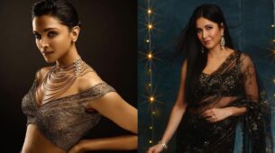 Deepavali 2022: Deepika Padukone romps with glitz n glam in golden ethnic, Katrina Kaif shines in black saree