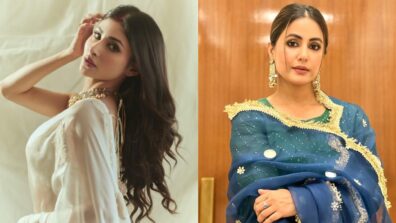 Desi Fashion Battle: Mouni Roy in white transparent saree Vs Hina Khan in ‘peacock style’ green and blue outfit, who’s your favourite?