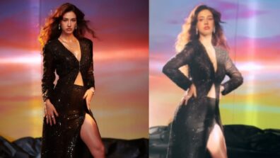 Disha Patani flaunts her in-shape post-workout long legs in high-thigh slit gown