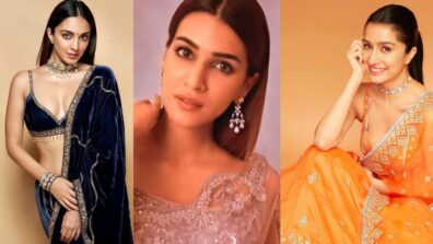 Diwali 2022: Kiara Advani slips in royal blue velvet lehenga, Kriti Sanon wows in sheer saree, Shraddha Kapoor glows in orange embellished saree