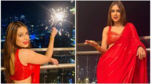 Diwali 2022: Nia Sharma turns bombshell in sheer red saree, see pics