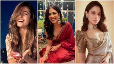 Diwali Celebrations: Rashmika Mandanna goes simple in pink, Malavika Mohanan romps in red saree, Tamannaah Bhatia is queen in saree, Pooja Hegde keeps bold in lehenga