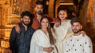 Double XL Team Sonakshi Sinha, Huma Qureshi, Zaheer Iqbal, and Mahat Raghavendra Visit Modhera Sun Temple In Gujarat