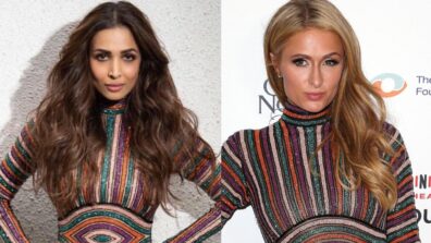 Fashion Battle: Malaika Arora Or Paris Hilton; Whose Aced The Elie Madi Striped Beaded Multicolour Bodycon Dress?