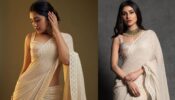 Fashion Battle: Mouni Roy or Krithi Shetty; Who wore the ivory mukaish work off-white saree better?