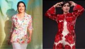 Floral Magic: Madhuri Dixit reverses clock in floral printed pantsuit, Raveena Tandon slays in red see-through outfit