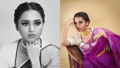 Gorgeous: Tejasswi Prakash woos in sheer lilac saree with deep neck blouse