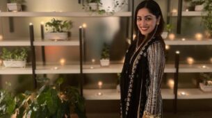 Gorgeous: Yami Gautam shines in sheer black silver appliqué kurta set