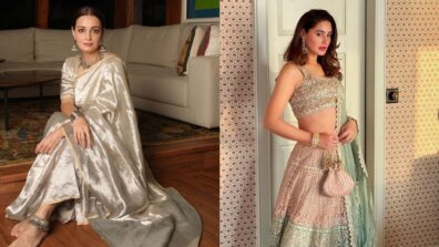 Happy Diwali: Dia Mirza looks glamourous in sheer silver saree, Nargis Fakhri sparks elegance in pastel embellished lehenga