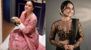 Happy Diwali: Shraddha Arya looks resplendent in pink floral ethnic set, Surbhi Jyoti stumps in sheer embellished lehenga