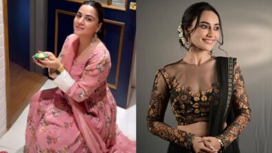 Happy Diwali: Shraddha Arya looks resplendent in pink floral ethnic set, Surbhi Jyoti stumps in sheer embellished lehenga