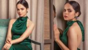 Heavenly: TMKOC actress Palak Sindhwani wows in satin emerald green halter neck dress