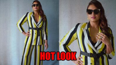 Huma Qureshi slays the bossy pant suit look in black shades