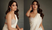 Janhvi Kapoor Looks Magnificent In White Saree With Off-shoulder Blouse