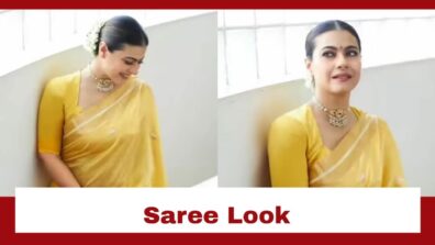 Kajol Looks Ravishing As Ever in Low Bun And Yellow Saree; Check Pics