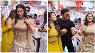 Kundali Bhagya Diwali Special Fashion: Shraddha Arya is stunning in shimmery blouse and lehenga, Dheeraj Dhoopar rocks red shimmery sherwani