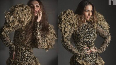 Malaika Arora Looks Alluring And Classy In Golden Embroidered Outfit With Puffy Sleeves