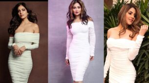 Malavika Mohanan, Rasahmi Desai, Or Nikki Tamboli: Who Looks Sassy In a Slash Neck Ruched Midi Dress?
