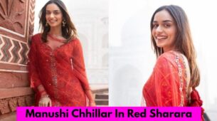 Manushi Chhillar Looks Glamorous In Red Sharara, Giving Us Stunning Poses
